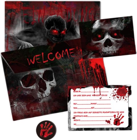 12x ZAPROSZENIA NA IMPREZĘ HALLOWEEN KOPERTA KARTKA NAKLEJKI J.NIEMIECKI 12x ZAPROSZENIA NA IMPREZĘ HALLOWEEN KOPERTA KARTKA NAKLEJKI J.NIEMIECKI