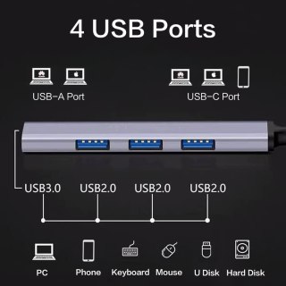 ADAPTER HUB 4x USB 3.0 ROZDZIELACZ 4w1 DO KOMPUTERA KLAWIATURY MYSZKI INNE