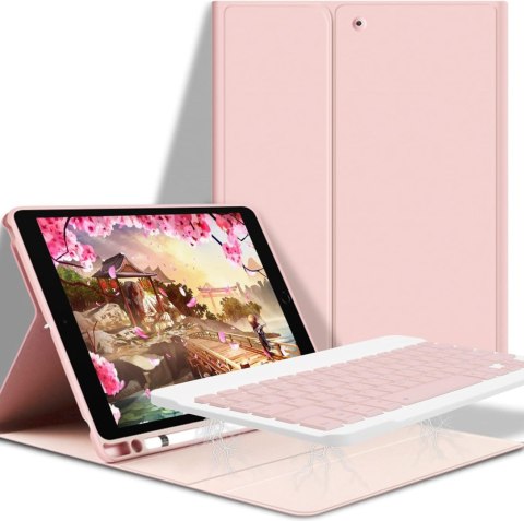 ETUI APPLE IPAD 10.2" 2021/ 2020 / 2019 / RÓŻOWE ZAMYKANE + KLAWIATURA