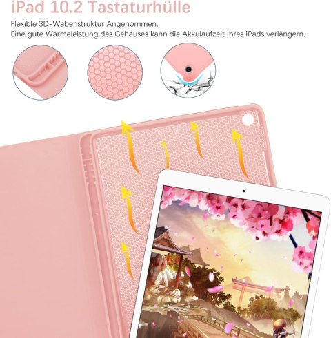 ETUI APPLE IPAD 10.2" 2021/ 2020 / 2019 / RÓŻOWE ZAMYKANE + KLAWIATURA