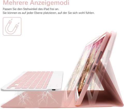 ETUI APPLE IPAD 10.2" 2021/ 2020 / 2019 / RÓŻOWE ZAMYKANE + KLAWIATURA