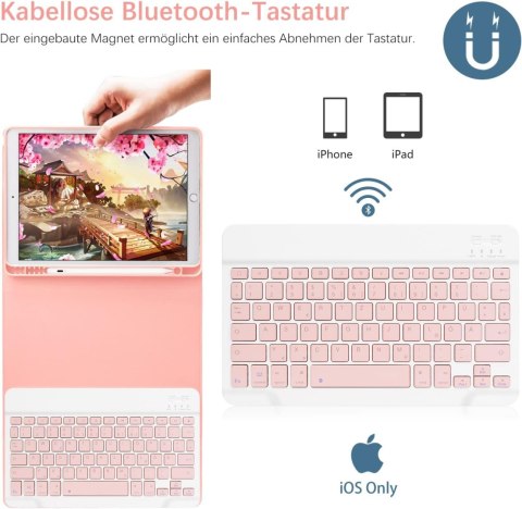 ETUI APPLE IPAD 10.2" 2021/ 2020 / 2019 / RÓŻOWE ZAMYKANE + KLAWIATURA