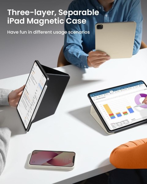 ETUI APPLE IPAD AIR 11 2024 / IPAD PRO 11 2022 CZARNE ZAMYKANE Z KLAPKĄ