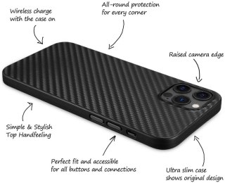ETUI APPLE IPHONE 12 / 12 PRO CZARNE CARBON WYTRZYMAŁE SOLIDNE OCHRONNE