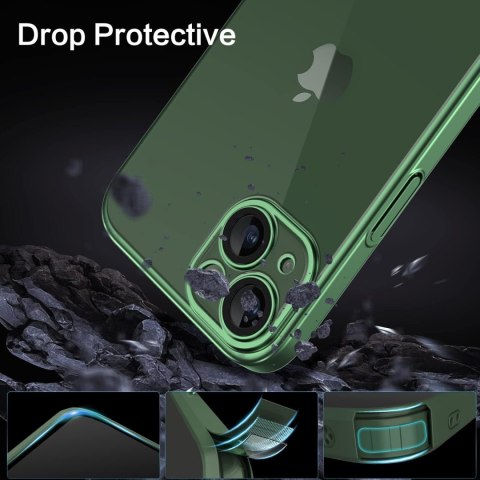 ETUI APPLE IPHONE 13 PRZEZROCZYSTE ZIELONA RAMKA WYTRZYMAŁE SOLIDNE