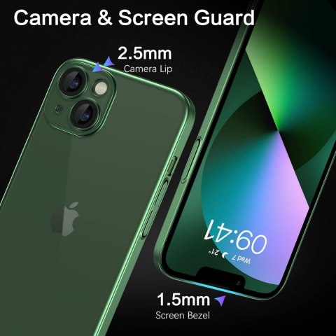 ETUI APPLE IPHONE 13 PRZEZROCZYSTE ZIELONA RAMKA WYTRZYMAŁE SOLIDNE