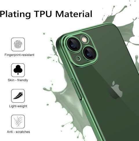 ETUI APPLE IPHONE 13 PRZEZROCZYSTE ZIELONA RAMKA WYTRZYMAŁE SOLIDNE
