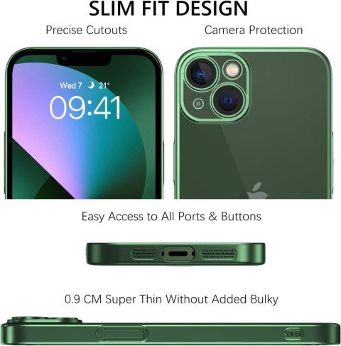 ETUI APPLE IPHONE 13 PRZEZROCZYSTE ZIELONA RAMKA WYTRZYMAŁE SOLIDNE