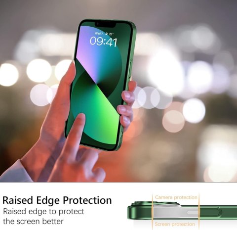 ETUI APPLE IPHONE 13 PRZEZROCZYSTE ZIELONA RAMKA WYTRZYMAŁE SOLIDNE