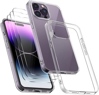 ETUI APPLE IPHONE 14 PRO MAX PRZEZROCZYSTE +3x SZKŁO HARTOWANE WYTRZYMAŁE