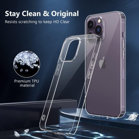 ETUI APPLE IPHONE 14 PRO MAX PRZEZROCZYSTE +3x SZKŁO HARTOWANE WYTRZYMAŁE