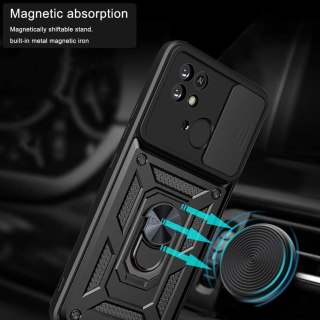 ETUI XIAOMI REDMI 10C CZARNE PANCERNE WYTRZYMAŁE OCHRONA APARATU +UCHWYT