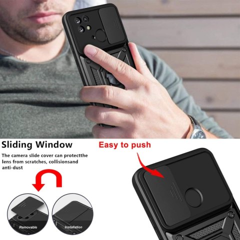 ETUI XIAOMI REDMI 10C CZARNE PANCERNE WYTRZYMAŁE OCHRONA APARATU +UCHWYT