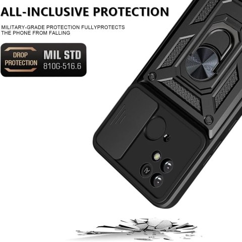 ETUI XIAOMI REDMI 10C CZARNE PANCERNE WYTRZYMAŁE OCHRONA APARATU +UCHWYT