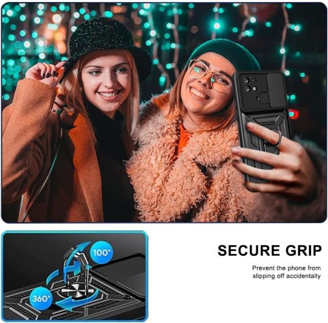 ETUI XIAOMI REDMI 10C CZARNE PANCERNE WYTRZYMAŁE OCHRONA APARATU +UCHWYT