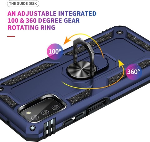 ETUI SAMSUNG GALAXY A03s PANCERNE NIEBIESKIE + PRZEZROCZYSTE + 2x SZKŁO