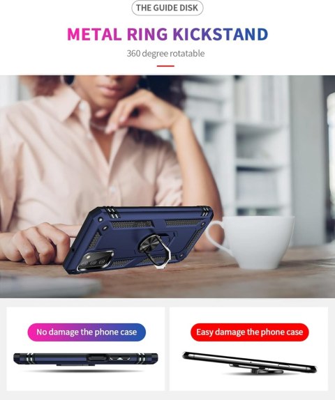 ETUI SAMSUNG GALAXY A03s PANCERNE NIEBIESKIE + PRZEZROCZYSTE + 2x SZKŁO