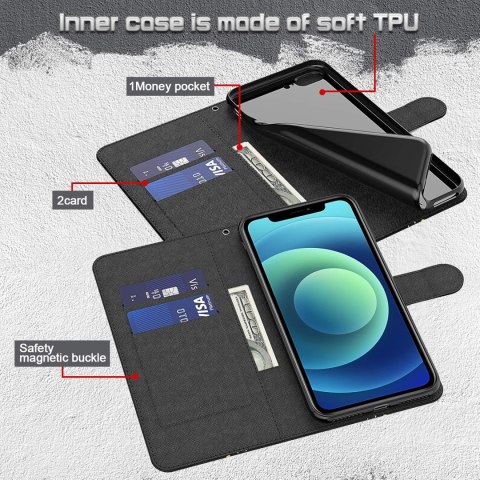 ETUI SAMSUNG GALAXY A34 5G SOWA KOLOROWE ZAMYKANE Z KLAPKĄ +SMYCZ