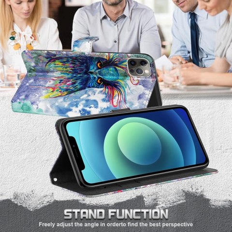 ETUI SAMSUNG GALAXY A34 5G SOWA KOLOROWE ZAMYKANE Z KLAPKĄ +SMYCZ