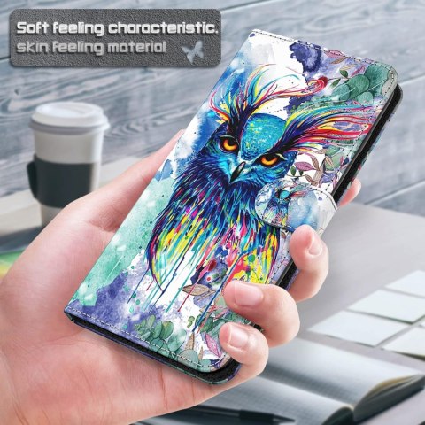 ETUI SAMSUNG GALAXY A34 5G SOWA KOLOROWE ZAMYKANE Z KLAPKĄ +SMYCZ