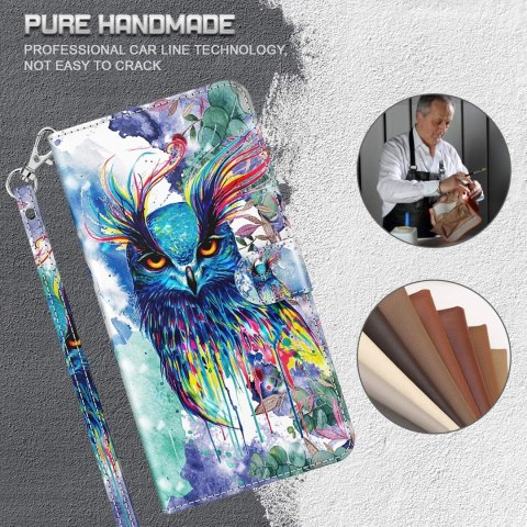 ETUI SAMSUNG GALAXY A34 5G SOWA KOLOROWE ZAMYKANE Z KLAPKĄ +SMYCZ