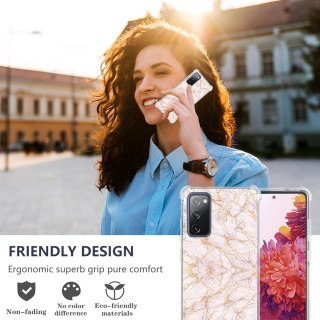 ETUI SAMSUNG GALAXY S20 FE RÓŻOWE MARMURKOWE ZŁOTE WYTRZYMAŁE OCHRONNE