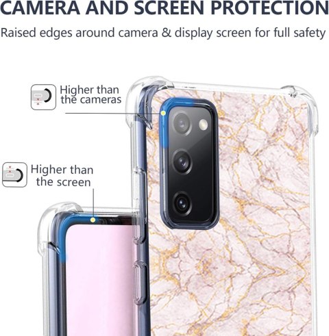 ETUI SAMSUNG GALAXY S20 FE RÓŻOWE MARMURKOWE ZŁOTE WYTRZYMAŁE OCHRONNE