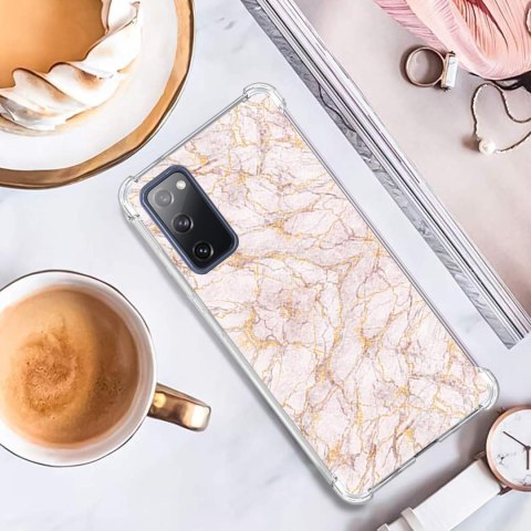 ETUI SAMSUNG GALAXY S20 FE RÓŻOWE MARMURKOWE ZŁOTE WYTRZYMAŁE OCHRONNE