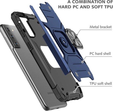 ETUI SAMSUNG GALAXY S21 GRANATOWE CZARNA RAMKA PANCERNE WYTRZYMAŁE UCHWYT