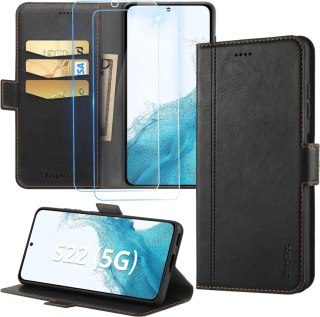 ETUI SAMSUNG GALAXY S22 CZARNE ZAMYKANE Z KLAPKĄ WYTRZYMAŁE SOLIDNE