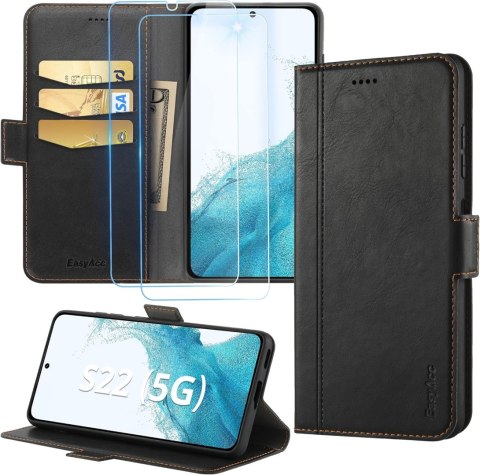 ETUI SAMSUNG GALAXY S22 CZARNE ZAMYKANE Z KLAPKĄ WYTRZYMAŁE SOLIDNE