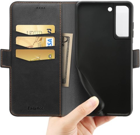 ETUI SAMSUNG GALAXY S22 CZARNE ZAMYKANE Z KLAPKĄ WYTRZYMAŁE SOLIDNE
