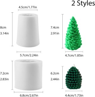 FOREMKA FORMA DO ŚWIEC MYDEŁ ŻYWICY SILIKONOWA CHOINKA SZYSZKA 3D 2szt