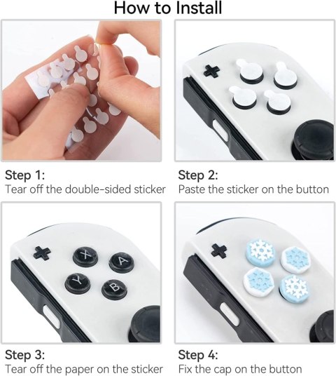 GUMKI NAKŁADKI PRZYCISKI NINTENDO SWITCH OLED SILIKONOWE PŁATKI ŚNIEGU x10