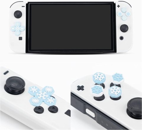 GUMKI NAKŁADKI PRZYCISKI NINTENDO SWITCH OLED SILIKONOWE PŁATKI ŚNIEGU x10