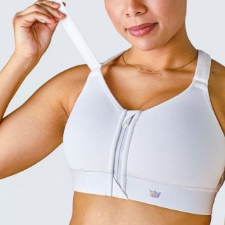 STANIK SPORTOWY SHEFIT BIAŁY ZE SREBRNYM ŚREDNIE PODTRZYMANIE REGULOWANY 5XL