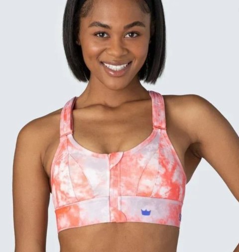 STANIK SPORTOWY SHEFIT TIE DYE POMARAŃCZOWE MOCNE PODTRZYMANIE REGULOWANY M