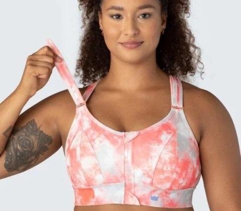 STANIK SPORTOWY SHEFIT TIE DYE POMARAŃCZOWE MOCNE PODTRZYMANIE REGULOWANY M