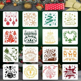 16x SZABLON DO RYSOWANIA MALOWANIA DEKORACJI ŚWIĘTA BOŻE NARODZENIE 13x13cm