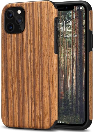 ETUI APPLE IPHONE 11 PRO MAX IMITACJA DREWNA BRĄZOWE PLECKI OCHRONNE
