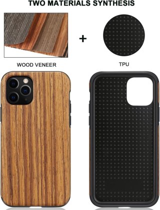 ETUI APPLE IPHONE 11 PRO MAX IMITACJA DREWNA BRĄZOWE PLECKI OCHRONNE