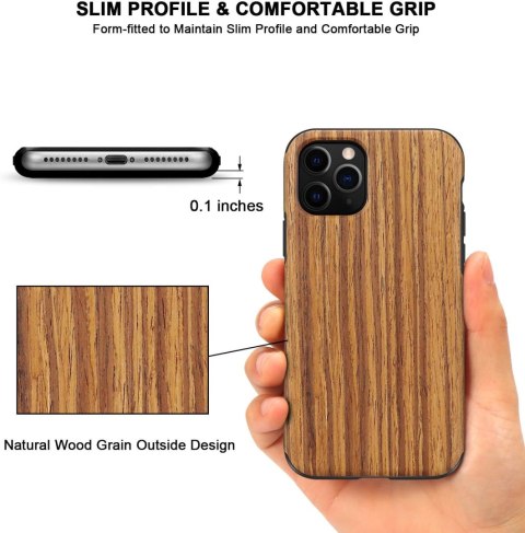 ETUI APPLE IPHONE 11 PRO MAX IMITACJA DREWNA BRĄZOWE PLECKI OCHRONNE