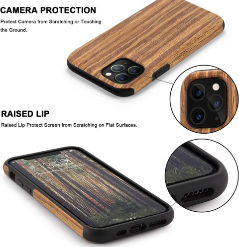 ETUI APPLE IPHONE 11 PRO MAX IMITACJA DREWNA BRĄZOWE PLECKI OCHRONNE
