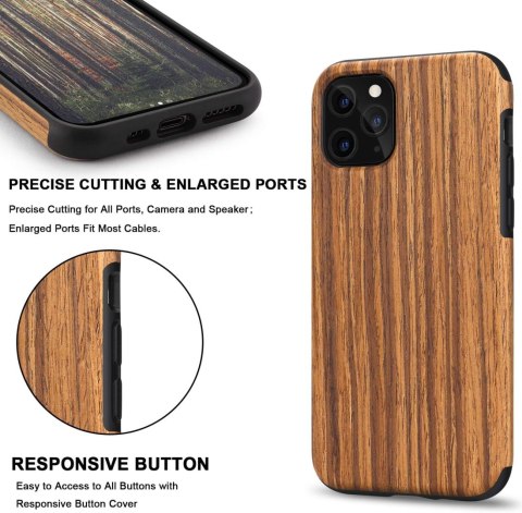 ETUI APPLE IPHONE 11 PRO MAX IMITACJA DREWNA BRĄZOWE PLECKI OCHRONNE