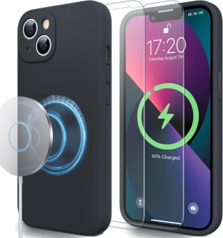 ETUI APPLE IPHONE 13 CZARNE MATOWE MAGSAFE WYTRZYMAŁE 2X SZKŁO HARTOWANE