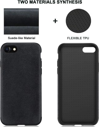 ETUI APPLE IPHONE SE 2022/2020 IPHONE 8 MATERIAŁOWE CZARNE + SZKŁO HARTOWANE