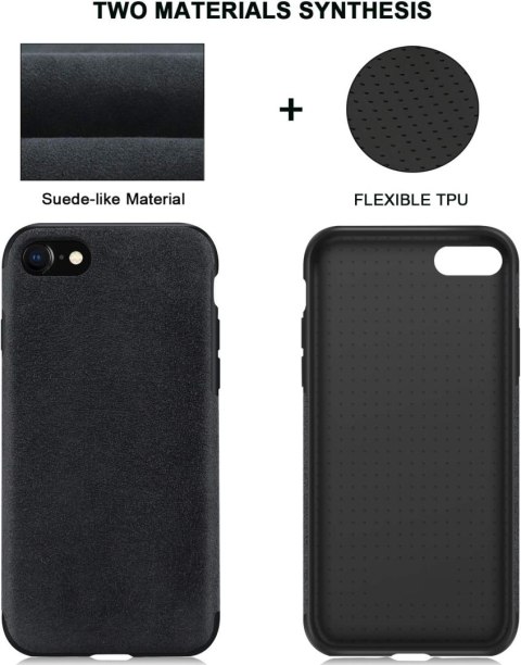 ETUI APPLE IPHONE SE 2022/2020 IPHONE 8 MATERIAŁOWE CZARNE + SZKŁO HARTOWANE