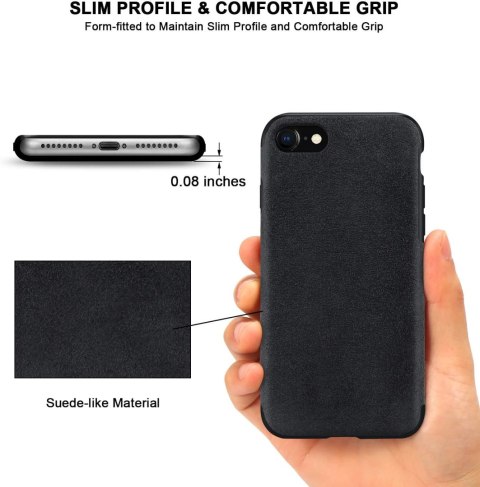 ETUI APPLE IPHONE SE 2022/2020 IPHONE 8 MATERIAŁOWE CZARNE + SZKŁO HARTOWANE