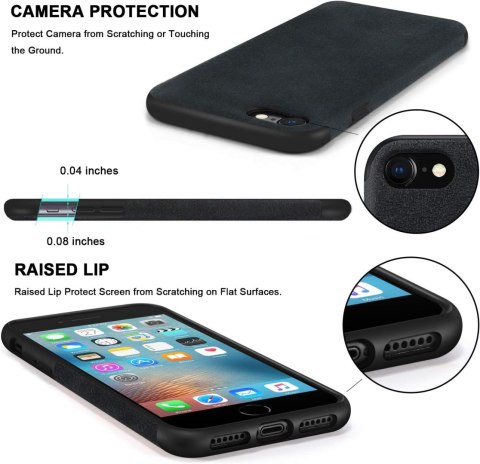 ETUI APPLE IPHONE SE 2022/2020 IPHONE 8 MATERIAŁOWE CZARNE + SZKŁO HARTOWANE
