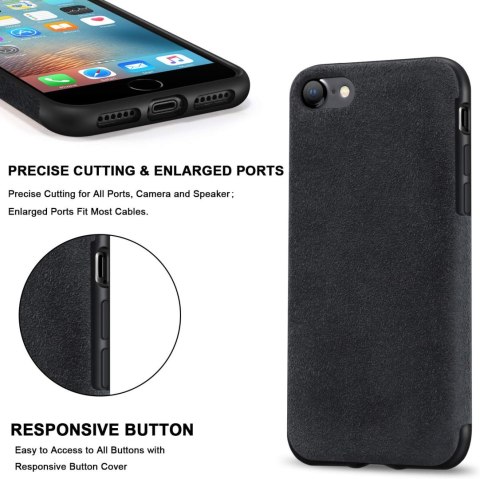 ETUI APPLE IPHONE SE 2022/2020 IPHONE 8 MATERIAŁOWE CZARNE + SZKŁO HARTOWANE